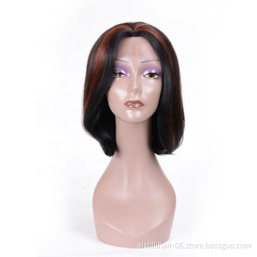 High quality lace front wigs black fluffy synthetic wigs lace frontal wig natural straight and natural wave for fashion women
